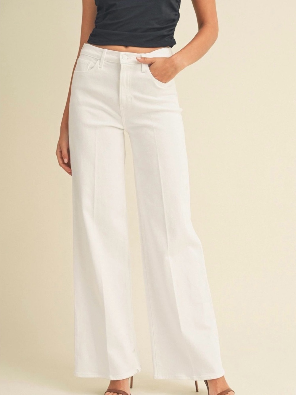 Oat New York White High Rise Wide Leg Ankle Jeans Size 28